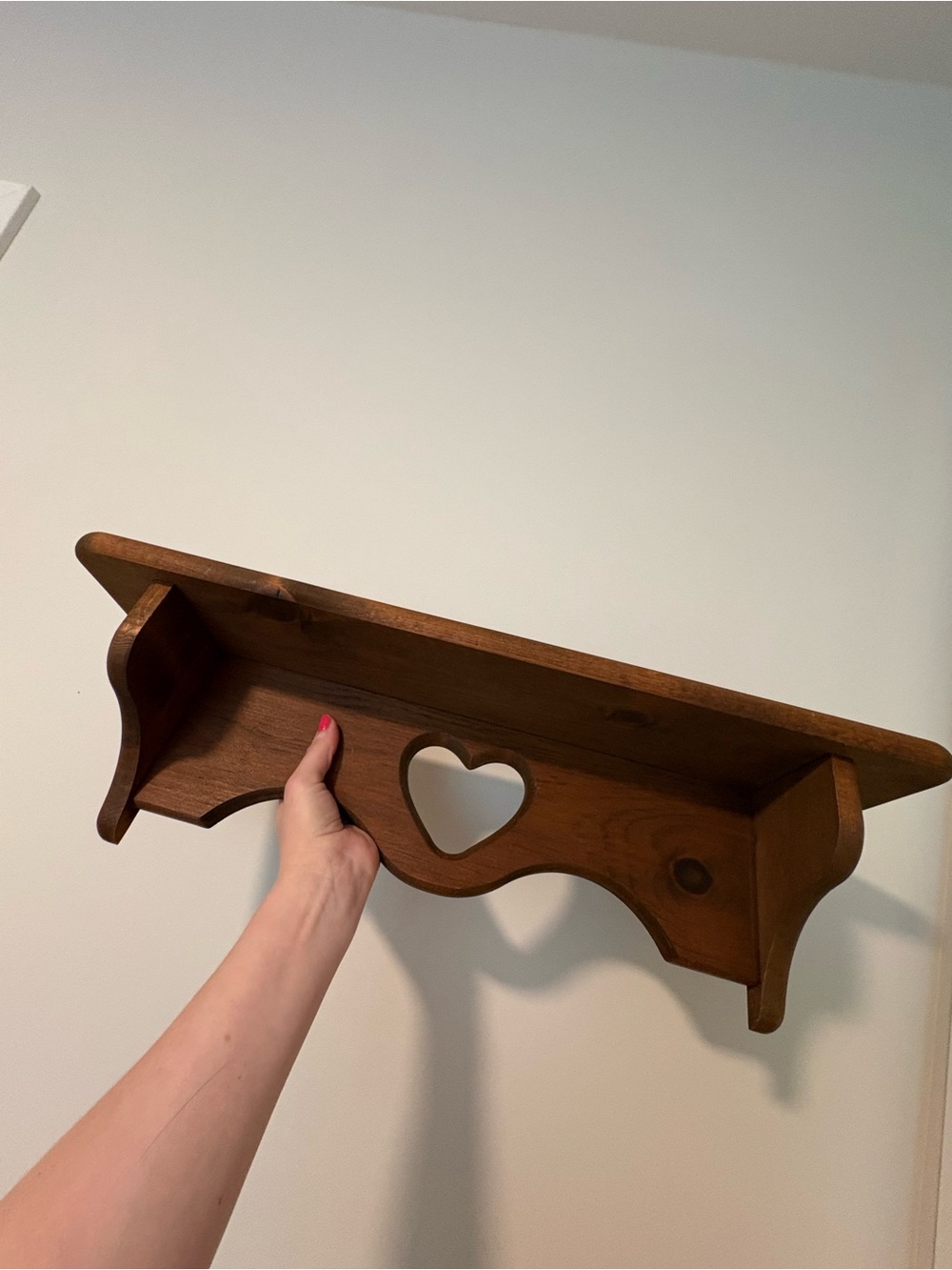 LARGE Cottagecore Wooden Heart Accent Wall Shelf - Brown
